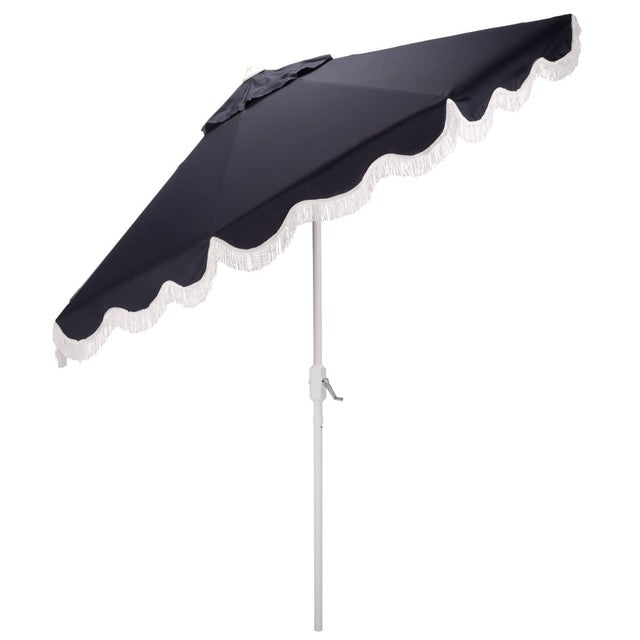 Navy Blue Torsa 9 Ft Crank Umbrella, Navy/White Pole For Sale - Image 8 of 9