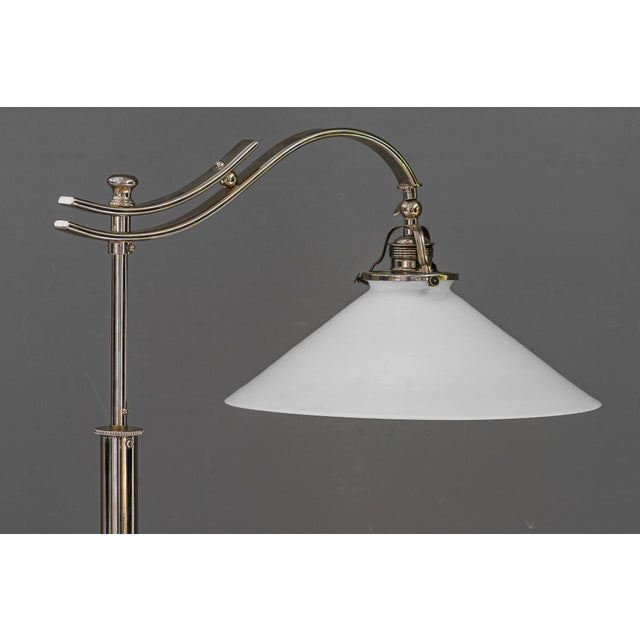 Art Deco Adjustable Nickel Floor Lamp with Opal Glass Shade, 1920s For Sale - Image 15 of 18