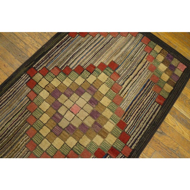 American Magnificent Multicolored With Tridimensional Symmetric Design Antique American Hooked Rug For Sale - Image 3 of 11
