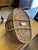 Vintage Handwoven African / Moroccan Style Oval Raffia Basket With Center Cross Handle For Sale In West Palm - Image 6 of 8