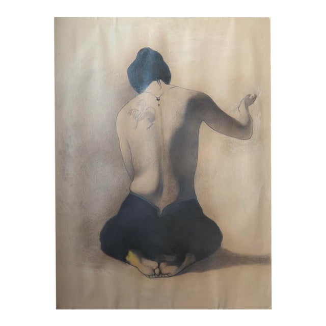 Salome — Monumental Figure Study on Brown Paper, Attributed to Georgian Artist Lado Gorgadze For Sale