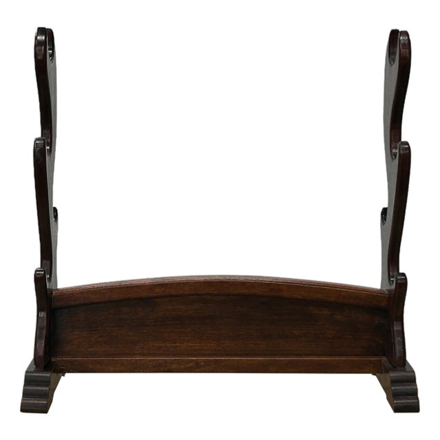 Chinese Brown Wood Horizontal Pen Brush Holder Display Rack For Sale