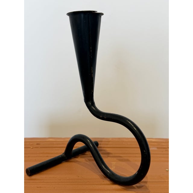 Black Mid-Century Wrought Iron Candle Stick Holder, 1960s For Sale - Image 8 of 13