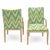 Green Regency Style Cerused Pine Faux Bamboo Bergere Chairs in Chevron - Pair For Sale - Image 8 of 8