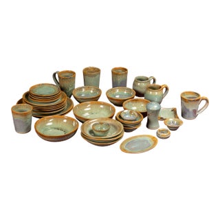 Vintage Pigeon River Pottery "Ownby" Dinner Service Set - 36 Pieces For Sale