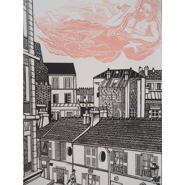Théo Schmied, Paris: Le Génie de la Rue Hallé, 1928, Woodcut Print For Sale - Image 4 of 7