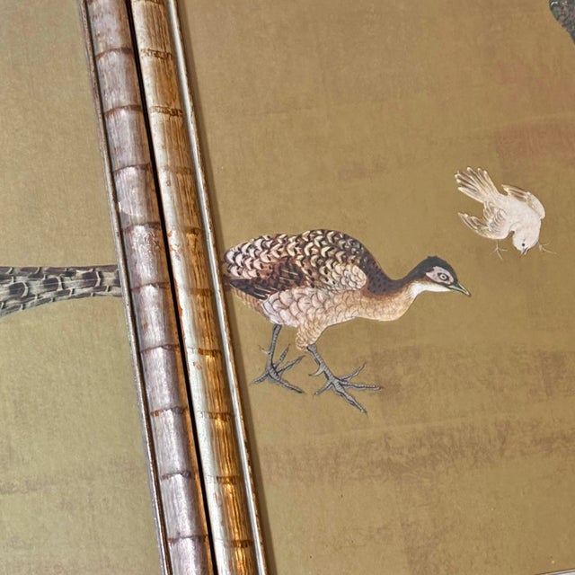 Gold 20th Century Quadriptych Japanese Framed Wallpaper Panels For Sale - Image 8 of 12