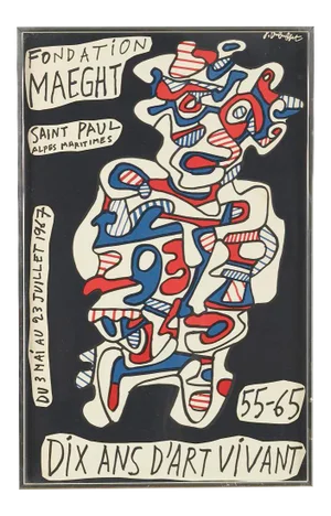 1960s Vintage Jean Dubuffet “Dix Ans D’art Vivant” Framed Poster