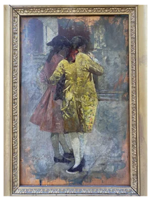 E. Muraton, Two Gentlemen in Venice, 1890s, Oil on Panel