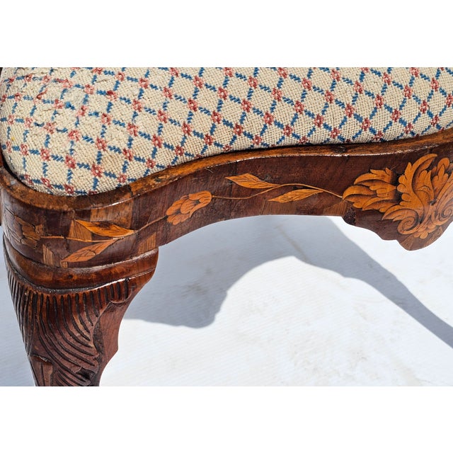 Brown Late 18th Century Dutch Marquetry Mahogany and Upholstered Armchair Desk Chair For Sale - Image 8 of 9