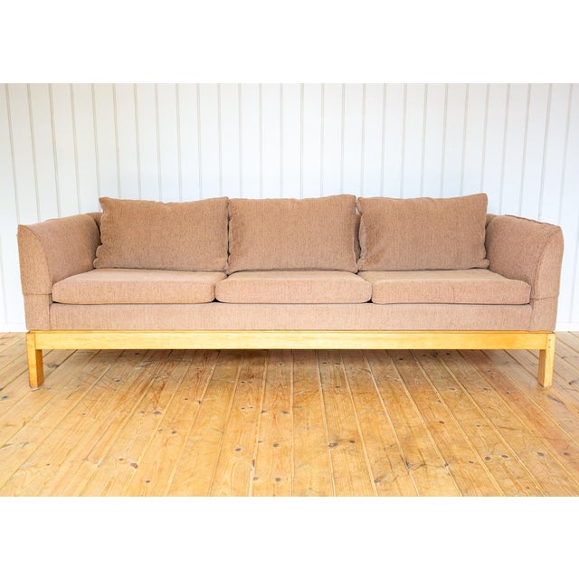 1970s Mid-Century Modernist Sofa and Armchair in Blonde Maple and Upholstery attributed to Terence Conran, 1970s, Set of 2 For Sale - Image 5 of 18