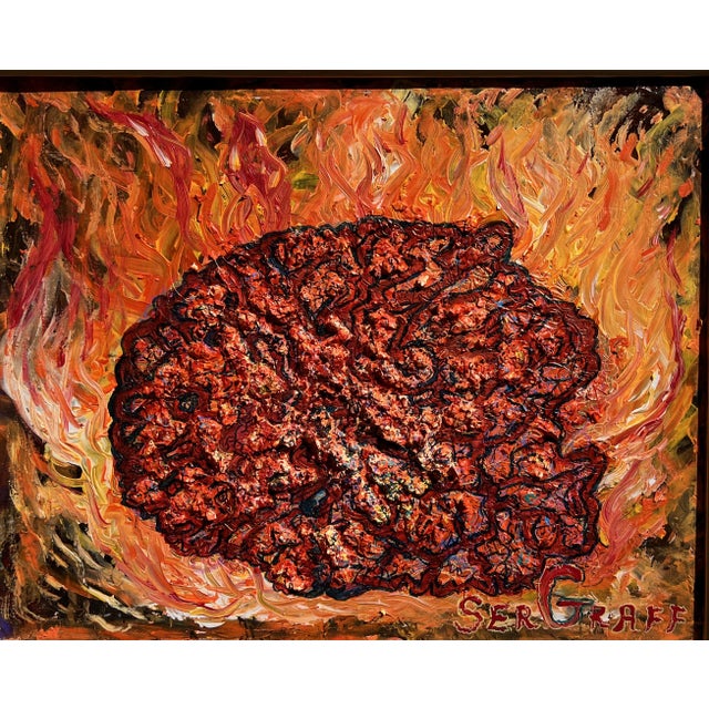 2020s Textured Abstract Painting on Canvas by Serg Graff, "Endorphin", Coa, Gold Frame For Sale - Image 5 of 9