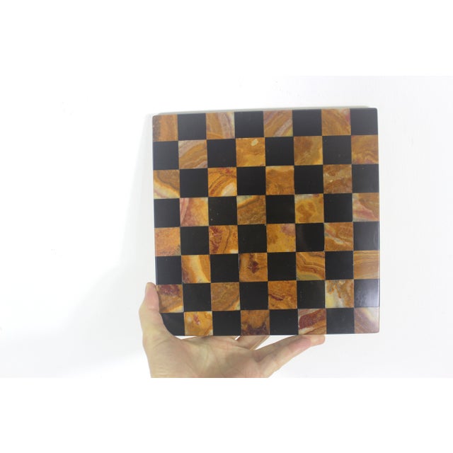 Small marble chess board. Awesome gift for dad. Some minor wear, scratches and patina from age and use. No chips detected....