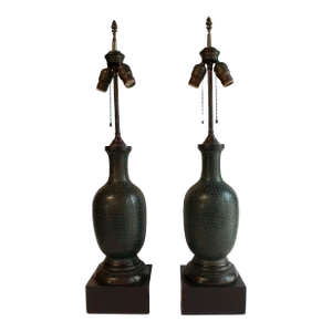Circa 1920s Likely American Pair of Vasi-Form Bronze Lamps