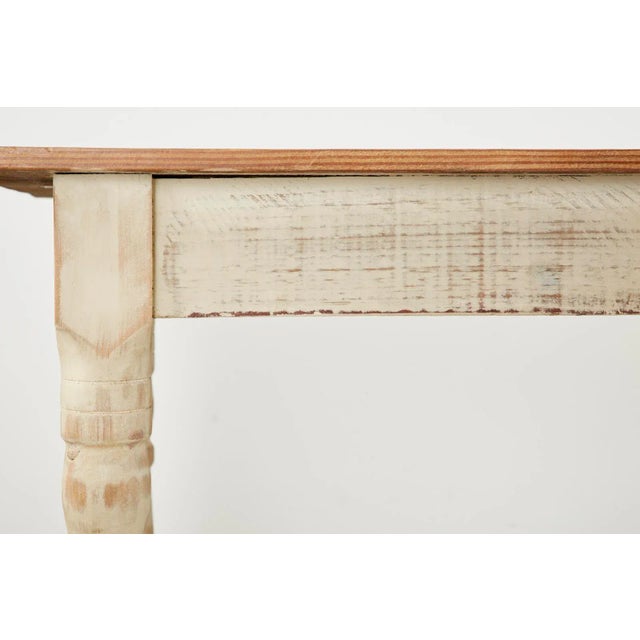 American Country White Painted Pine Farmhouse Dining Table For Sale - Image 4 of 13