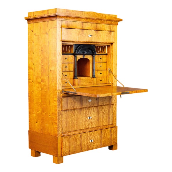 Biedermeier Birch & Elm Secretary For Sale