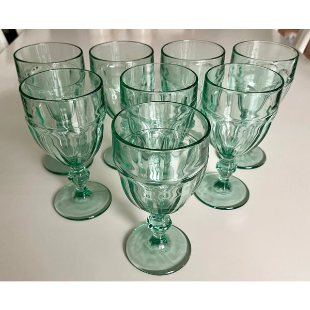 Glass Vintage Libbey Glass Goblets-"Spanish Green"-Set 8 For Sale - Image 7 of 7