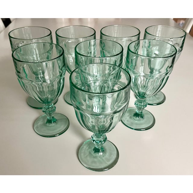 Glass Vintage Libbey 'Spanish Green' Gibralter Goblets-Set 8 For Sale - Image 7 of 7