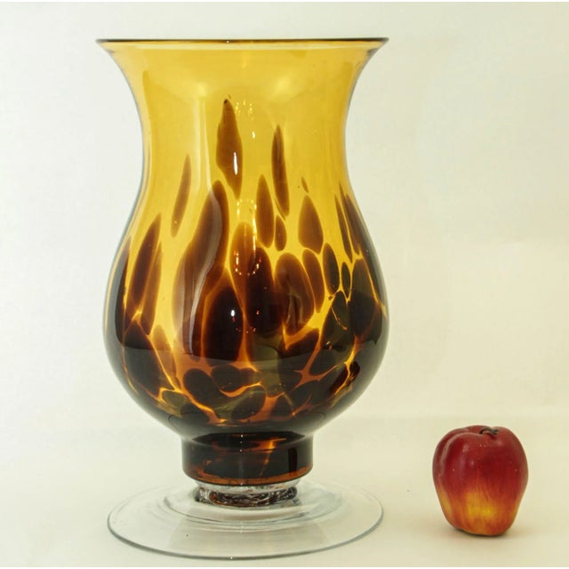 Glass Italian Tortoise Shell Blown Art Glass Footed Vase Vintage From 1970 For Sale - Image 7 of 10