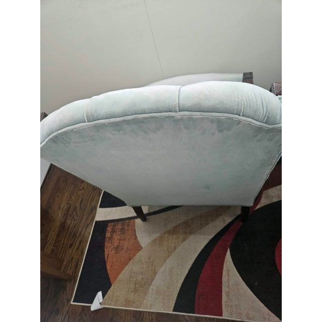 Sky Blue Vintage Hickory Chair Tufted Velvet Armchair (Model 986-88) - Light Blue For Sale - Image 8 of 8