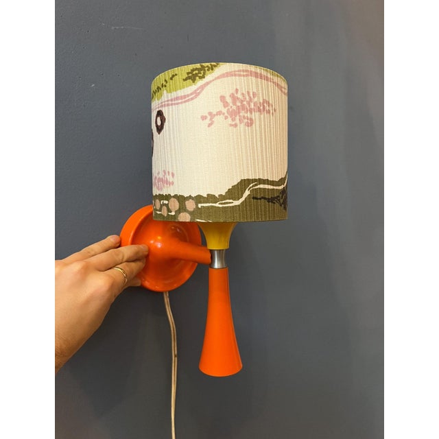Orange Mid-Century Space Age Orange Textile Sconce Wall Lamp For Sale - Image 8 of 11