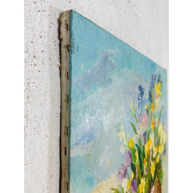 Shabby Chic Vintage Oil on Canvas Floral Painting For Sale - Image 3 of 8