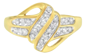 10K Yellow Gold Plated .925 Sterling Silver 1.0 Cttw Diamond Flower Cluster Open Halo Floral Ring (J-K Color, I2-I3 Clarity) - Size 6-1/2