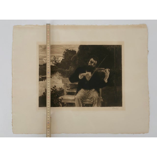 Bernhard Pankok, Art Nouveau Violin Player, 1896, Etching For Sale - Image 7 of 9