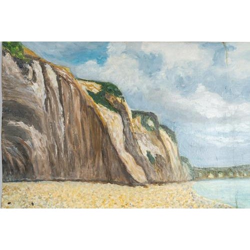 The Cliffs of Dieppe, oil on cardboard, unsigned, 20th century. Oil on cardboard depicting the cliffs of Dieppe, unsigned,...