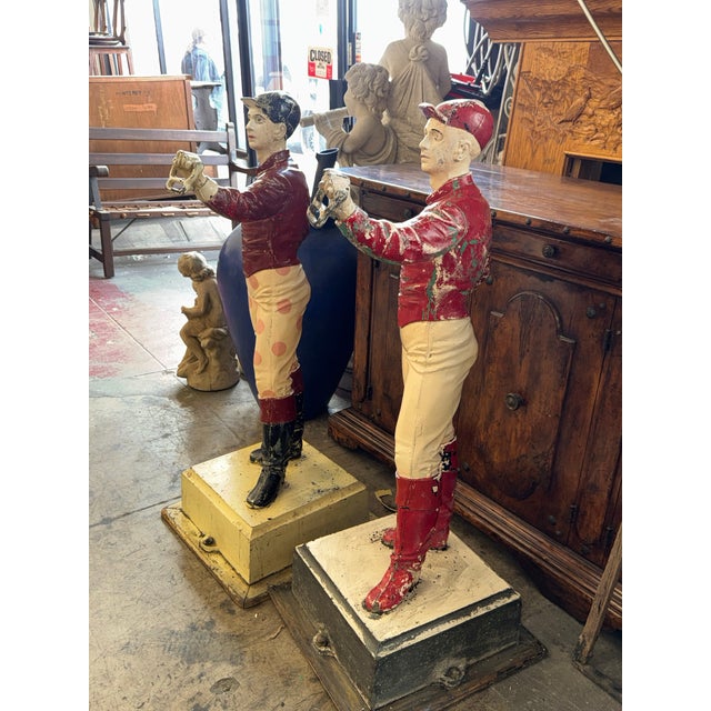 Traditional Pair of Vintage Cast Iron Lawn Jockey Hitching Posts For Sale - Image 3 of 12