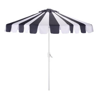 Meze 9 Ft Crank Umbrella, Navy Cabana Stripe/White Pole For Sale