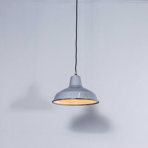 Industrial Grey Enamelled Pendant Lamp from Benjamin, 1950s For Sale - Image 11 of 11