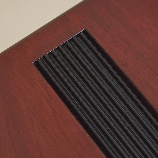 Vintage Italian Wood and Black Lacquer Console with Glass Top For Sale - Image 10 of 11