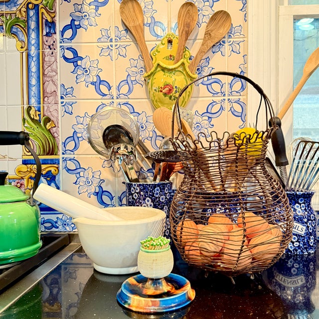 Antique French Handmade Iron Wire Kitchen Egg Basket For Sale - Image 14 of 14