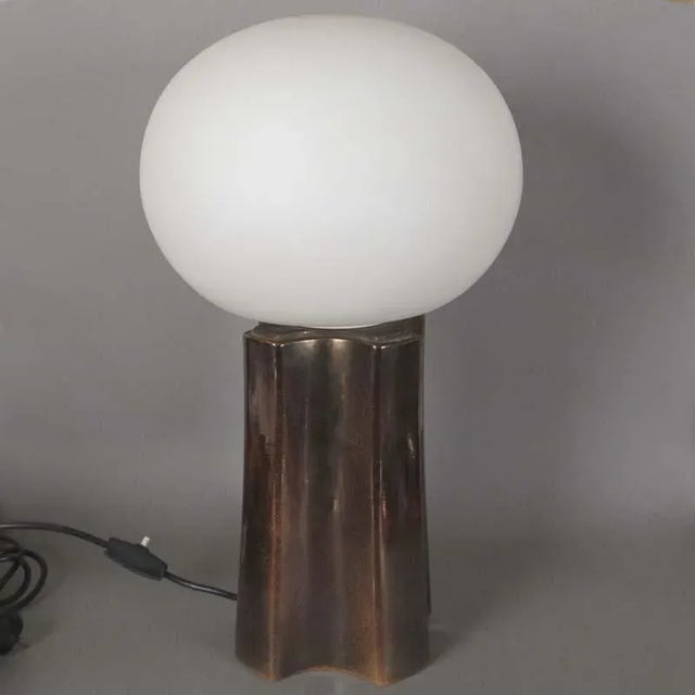 Brown Vintage Ceramic & Glass Table Lamp For Sale - Image 8 of 8