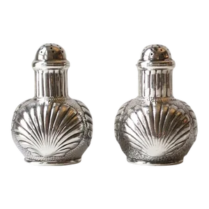 Sterling Silver Salt & Pepper Shakers Scallop Seashell Design by Caldwell