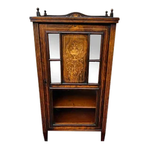Antique. 1900s Edwardian Style Inlaid Rosewood Lp Music Side Cabinet