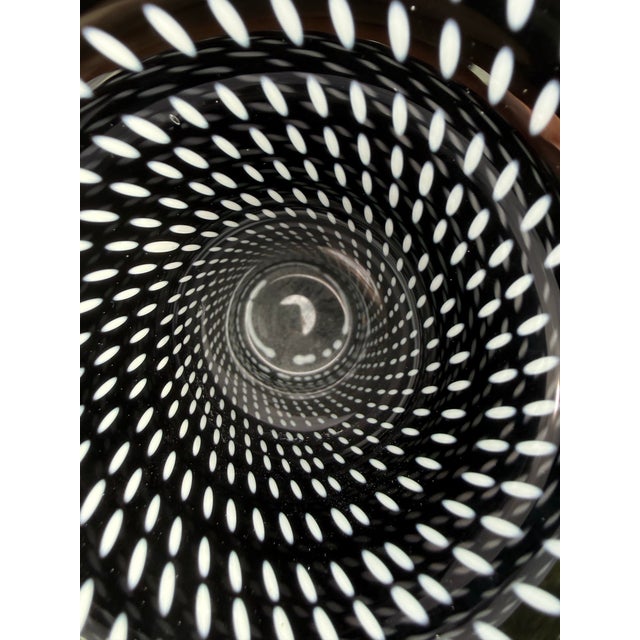 Rosenthal Rosenthal Studio Linie Black Art Glass Vase White Optic Swirl Germany For Sale - Image 4 of 5