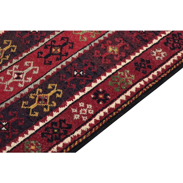 Rug & Kilim Hand-Knotted Antique Sivas Rug in All Over Red and Black Geometric Pattern For Sale - Image 4 of 6