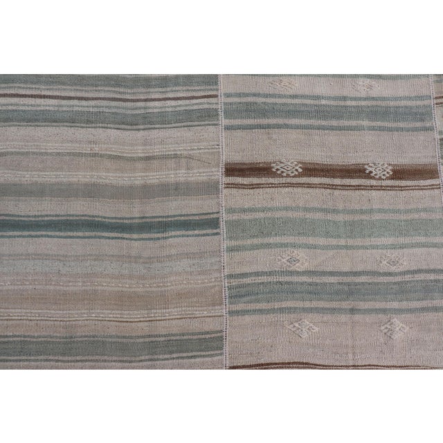 Mid 20th Century Squared Vintage Turkish Paneled Kilim Vintage Rug in Muted Colors 14'0" X14'2" For Sale - Image 5 of 13