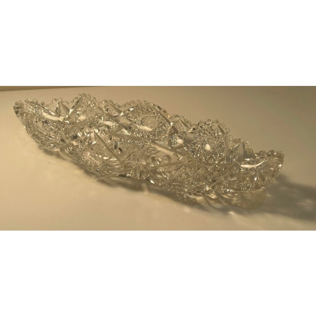 Antique Cut Glass Celery Dish - Relish Tray - 13” For Sale - Image 9 of 10