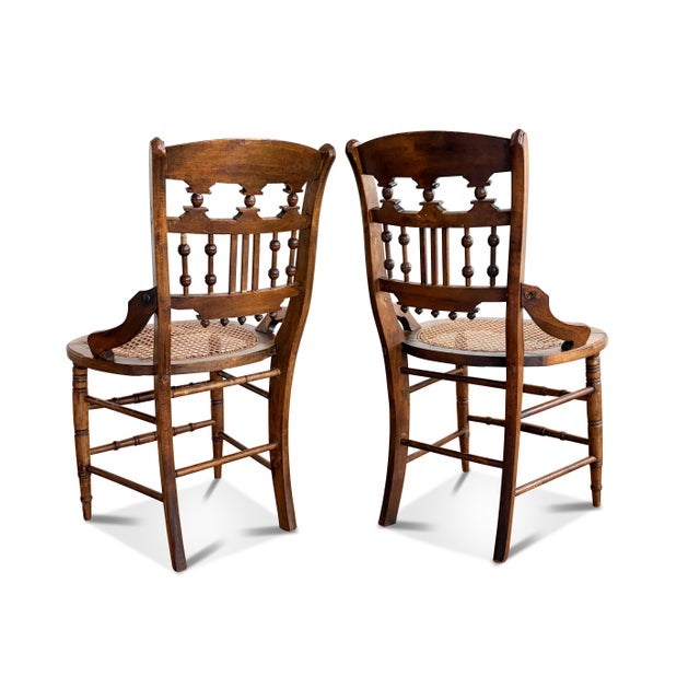 Victorian Victorian Eastlake Cane Seat Chairs - A Pair For Sale - Image 3 of 14