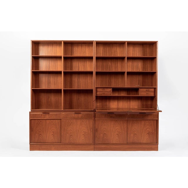 Mid-Century Modern Mid-Century Danish Teak Wood Bookshelves With Dropdown Desk by Bjerringbro Møbler For Sale - Image 3 of 16