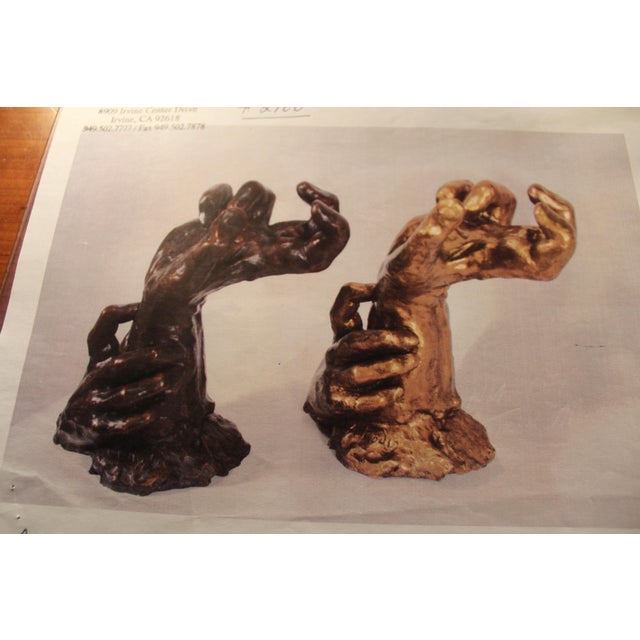 1990s Art Nouveau Sculpture of Hands Bronze Casting after Rodin Impressionism style For Sale - Image 14 of 18
