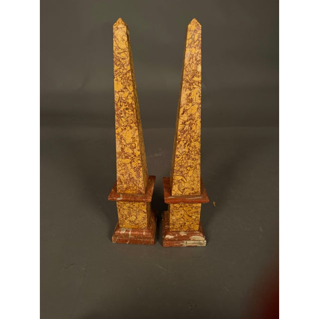 Stone Pair of Italian Marble Obelisks, Circa 1890 For Sale - Image 7 of 14