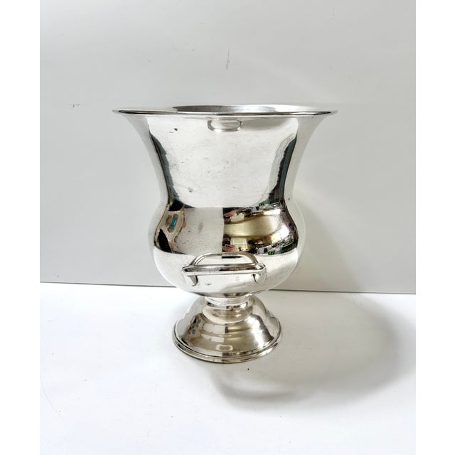 Hollywood Regency Vintage Silverplate Wine Cooler / Champagne Bucket – Footed Double Handle Ice Bucket – Classic Barware Entertaining Piece For Sale - Image 3 of 8