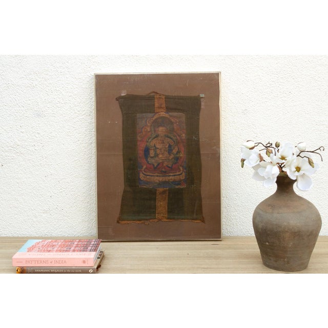 Antique Whispers of Enlightenment Tibetan Thangka For Sale In Los Angeles - Image 6 of 6