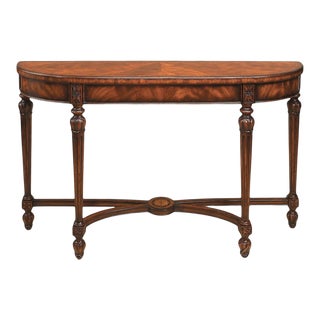 Maitland Smith Regency Mahogany 1/2 Round Console Table For Sale