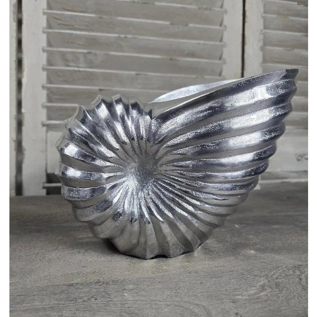 Sculptural Nautilus Shell Polished Aluminium Champagne & Wine Cooler For Sale - Image 4 of 11