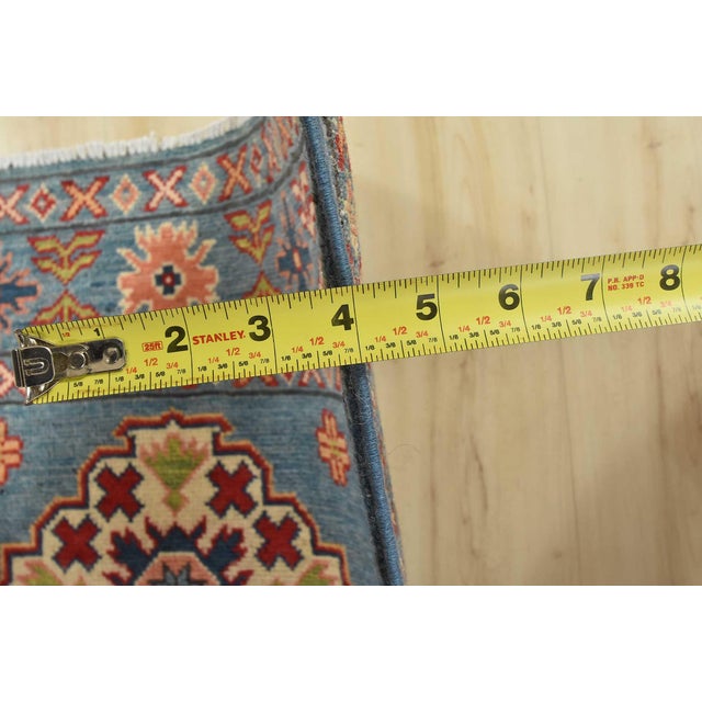 Kazak Runner 2’8” X 9’8” Blue Wool Tribal Hand-Knotted Oriental Rug For Sale - Image 10 of 12